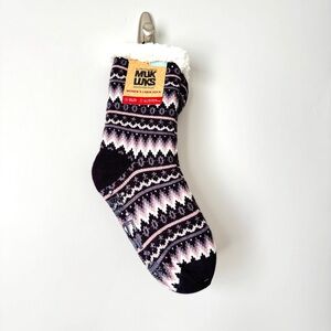 Muk Luks Cabin Socks Women’s Size OSFM Purple Mauve Cozy Sherpa NWT